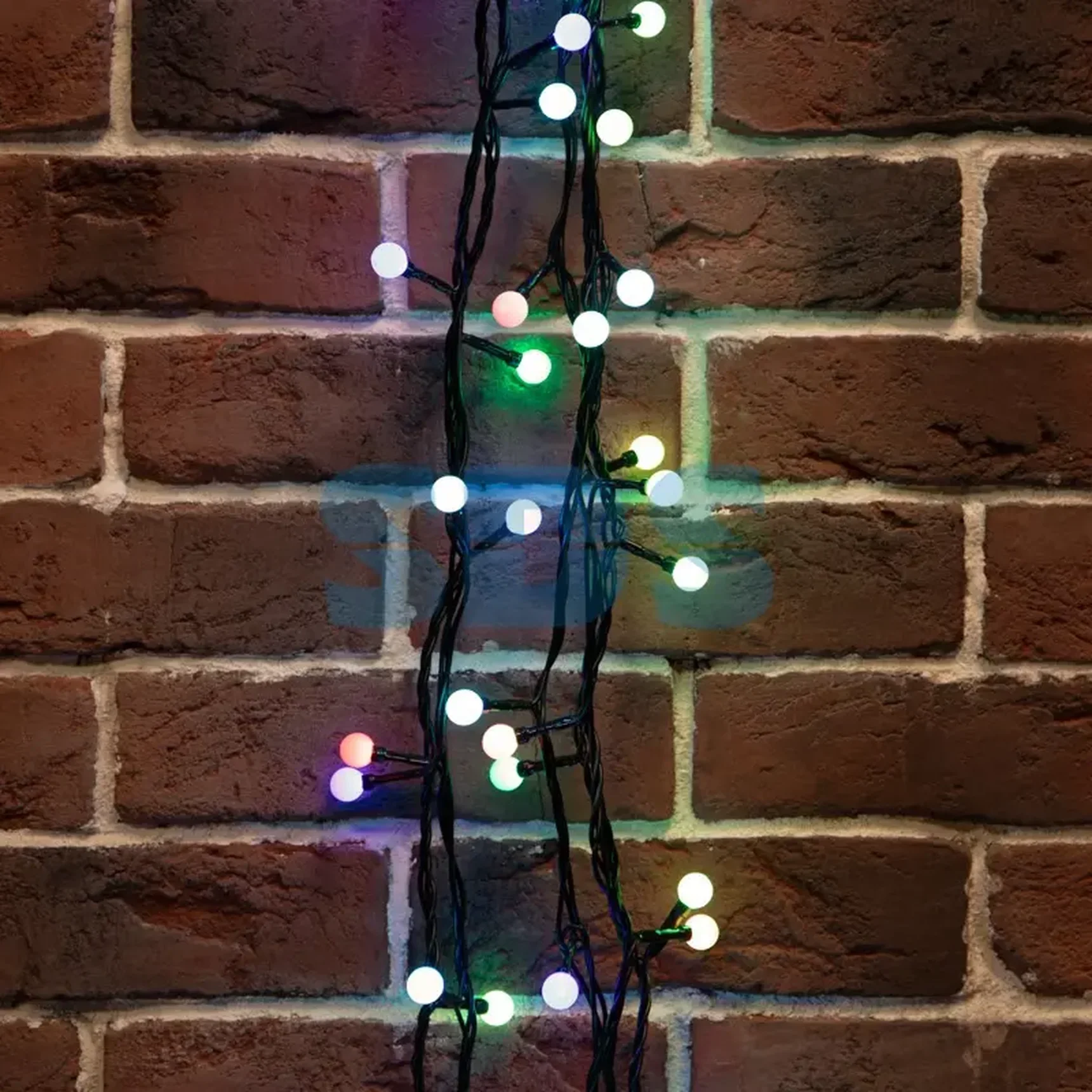 Гирлянда Мультишарики Ø13 мм, 20 м, черный ПВХ, 200 диодов, цвет RGB