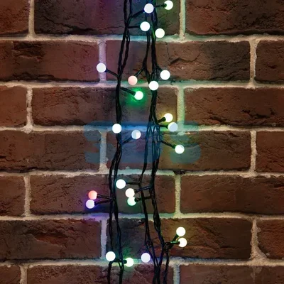 Гирлянда Мультишарики Ø13 мм, 20 м, черный ПВХ, 200 диодов, цвет RGB