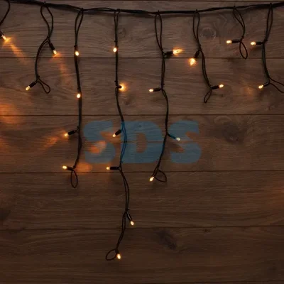 Гирлянда Айсикл Бахромасветодиодная 3,2х0,6 м, с эффектом мерцания, 88 LED, черный провод каучук, теплое белое свечение NEON-NIGHT