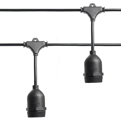 Гирлянда 230V 50 E27 черный, шаг 50cm, IP 65, 25м +1,5м шнур, CL50-25-1