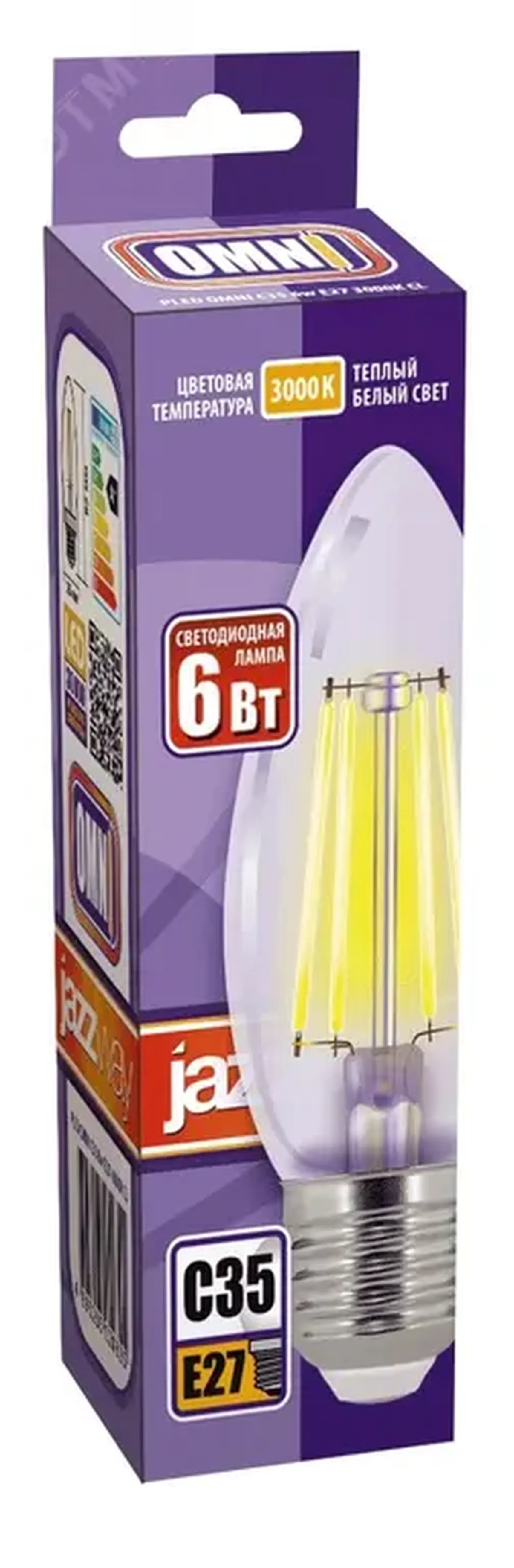 Лампа светодиодная декоративная PLED OMNI C35 6w E27 3000K CL