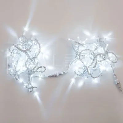 Гирлянда (Нить) ALEDUS 10 м, белый провод, ПВХ, белый, с мерцанием