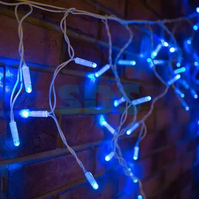Гирлянда Айсикл (бахрома) светодиодный, 4,8 х 0,6 м, белый провод, 230 В, диоды синие, 152 LED