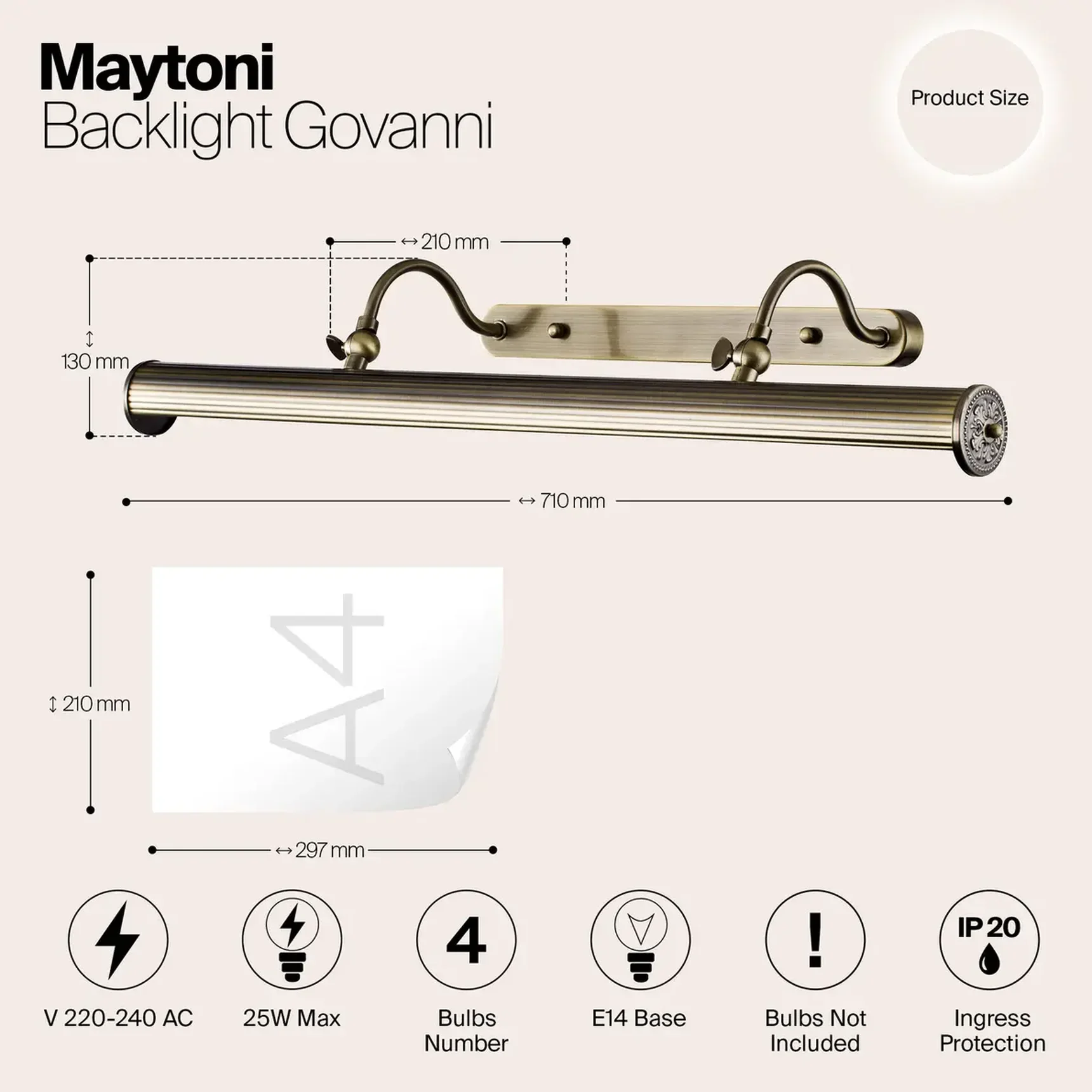 Подсветка Govanni E14x4 25Вт, PIC119-44-R