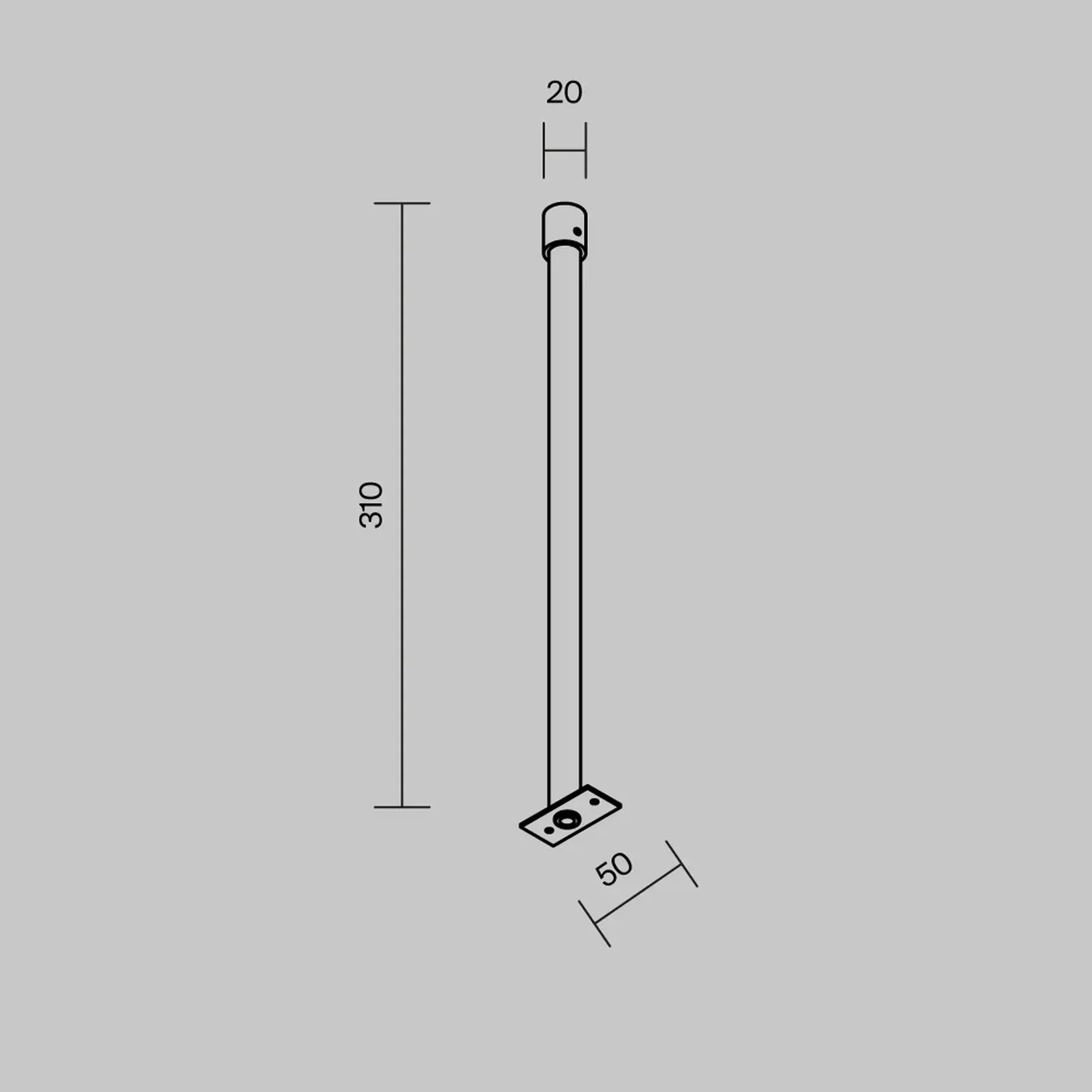 Жесткий подвес для уличной трековой системы Elasity IP, O-TR001-HL-B300