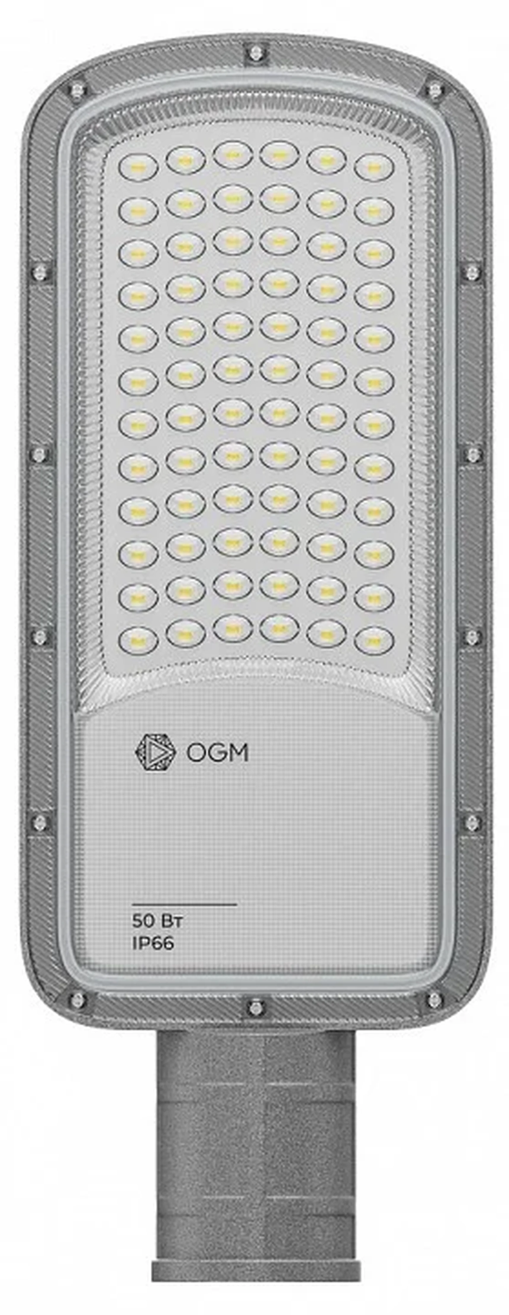 O29-01 Светильник светодиодный, уличный, консольный 50Вт, 180-265/50Гц, 5000лм, 5000К, IP66, КСС Ш, D60мм, серый