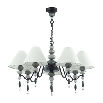 4896/7 MODERN ODL_EX23 161 черный матов./серый/молочный металл/керамика/ткань Люстра E14 7*40W SOCHI