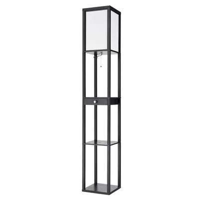 8092/1F COMFI LN25 черный/белый, дерево/текстиль Торшер Е27 1*60W 220V PRACTIC