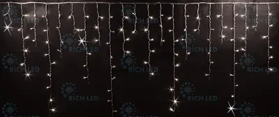 Светодиодная бахрома 144 LED, 6 Ватт, IP54, для улицы и помещения, провод Прозрачный, Свечение: мерцание, RL-i3*0.9F-T/WW