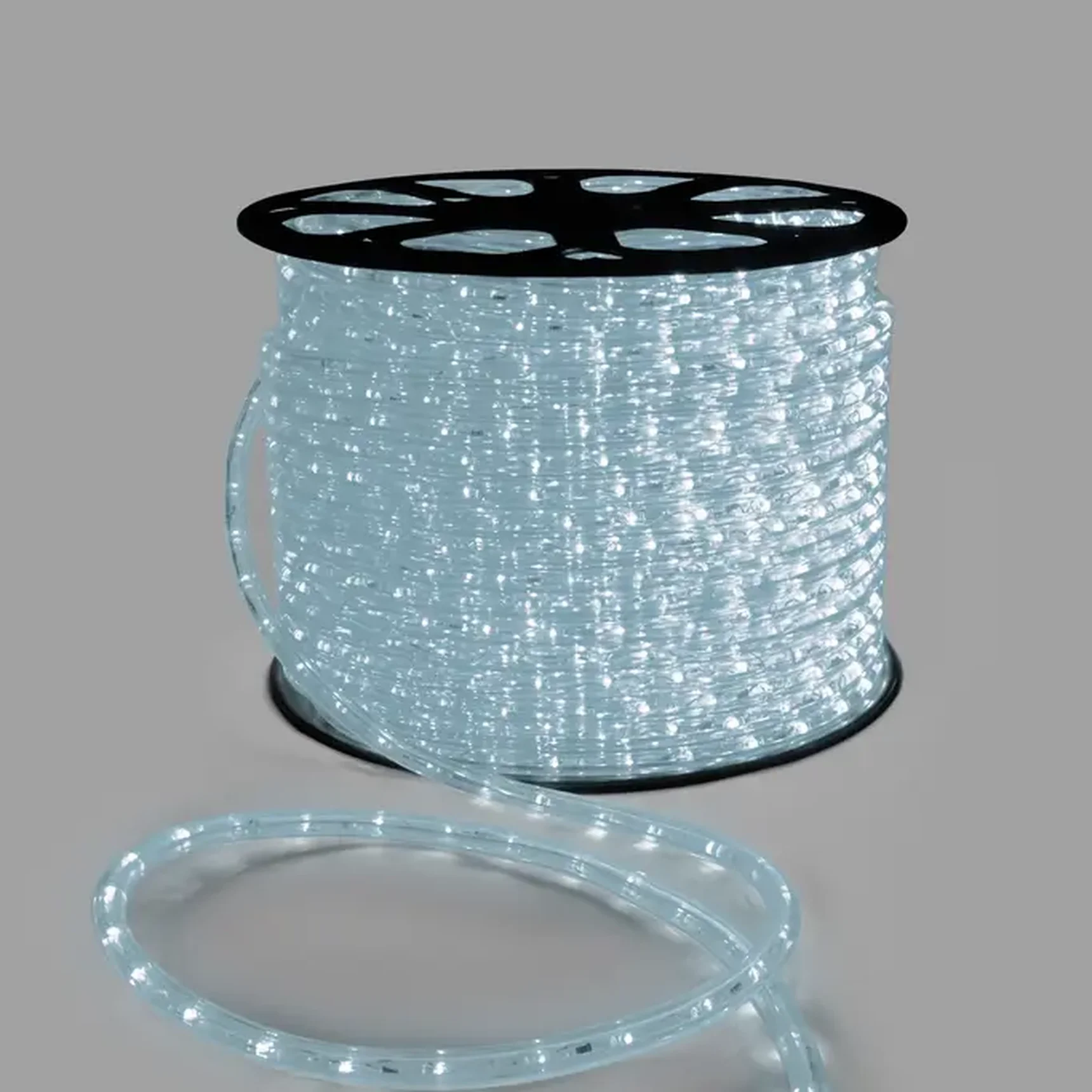 Дюралайт INOXHUB двухжильный 13 мм, круглый, бухта 100м, шаг резки 1м, 36 светодиодов на метр, фиксинг, 220В, IP65, БЕЛЫЙ