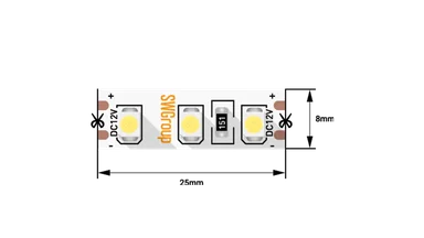 Светодиодная лента 12В 9.6Вт 3M IP20 цвет свечения холодный, 006317