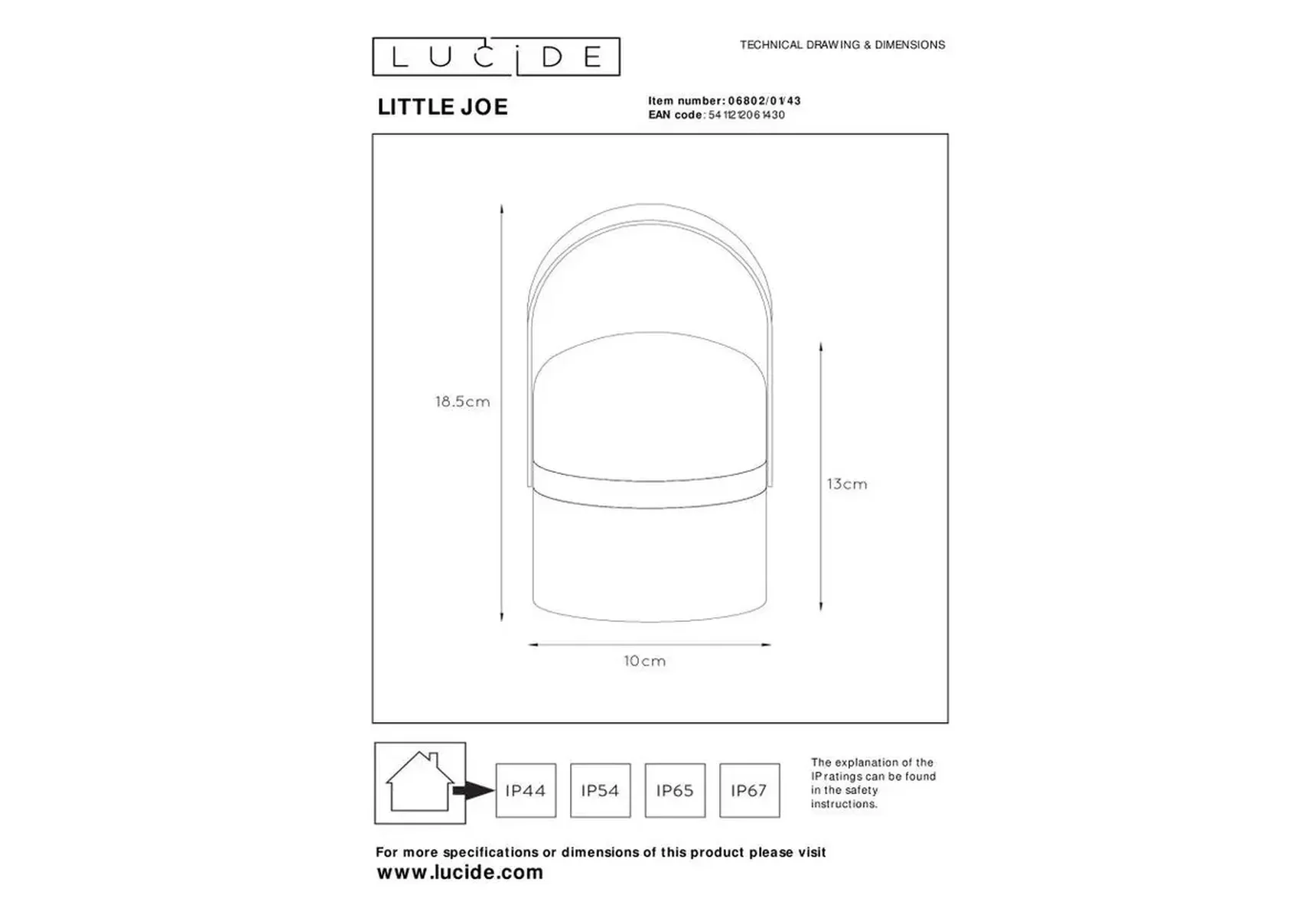 Уличный светодиодный светильник Lucide Little Joe 06802/01/43