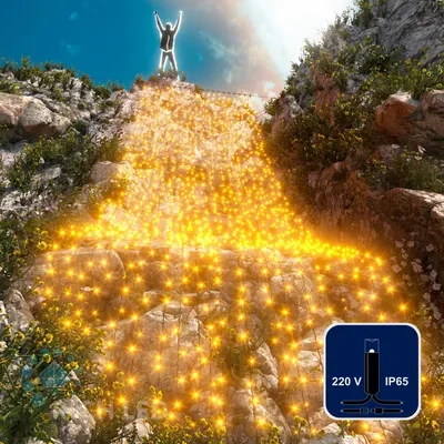 Светодиодный занавес (дождь) Rich LED 2*9 м, влагозащитный колпачок, желтый, черный провод, RL-C2*9-CB/Y