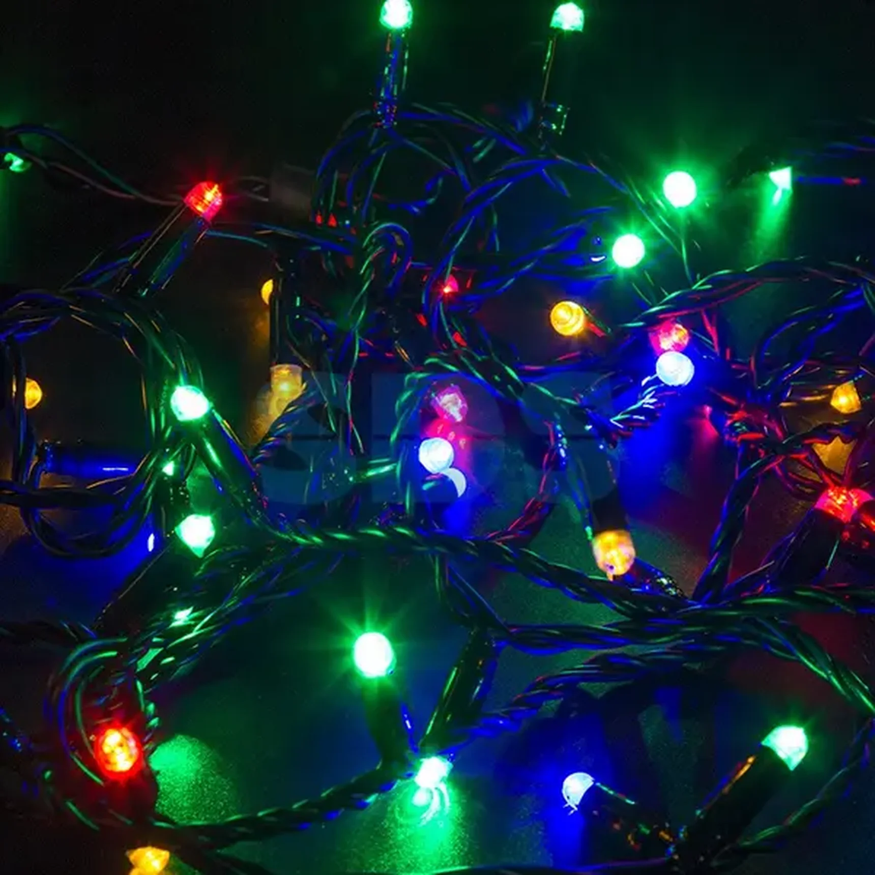 Гирлянда Нить 10м, постоянное свечение, черный ПВХ, 230В, цвет: Мультиколор