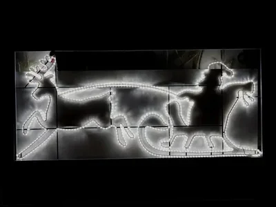 FLESI-LED-FL-003-220V-W мотив санты на санях, производство РФ, 250Х112см