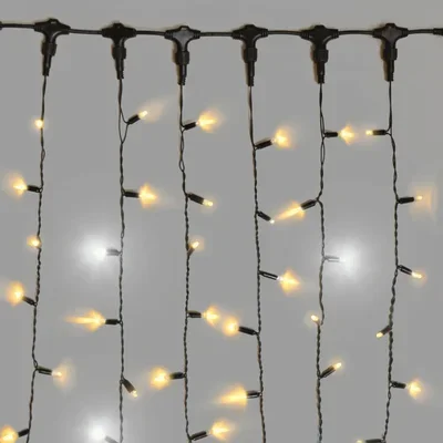 Гирлянда Занавес INOXHUB 2х3м, мерцающий, 600 LED, 220В, IP65, черная резина 2.3мм, ТЁПЛЫЙ БЕЛЫЙ