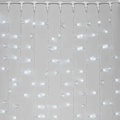 Гирлянда Занавес с Колпачком 2 x 2 м Белый 220В, 400 LED, Провод Прозрачный ПВХ, IP65