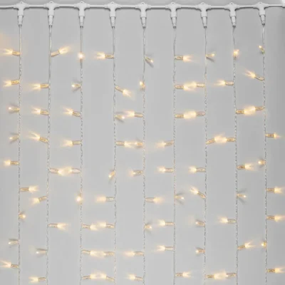Гирлянда Занавес с Колпачком 2 x 2 м Тепло-Белый 220В, 400 LED, Провод Прозрачный ПВХ, IP65