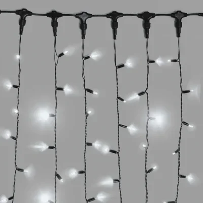 Гирлянда Занавес INOXHUB 2х6м, мерцающий, 600 LED, 220В, IP65, черная резина 2.3мм, БЕЛЫЙ
