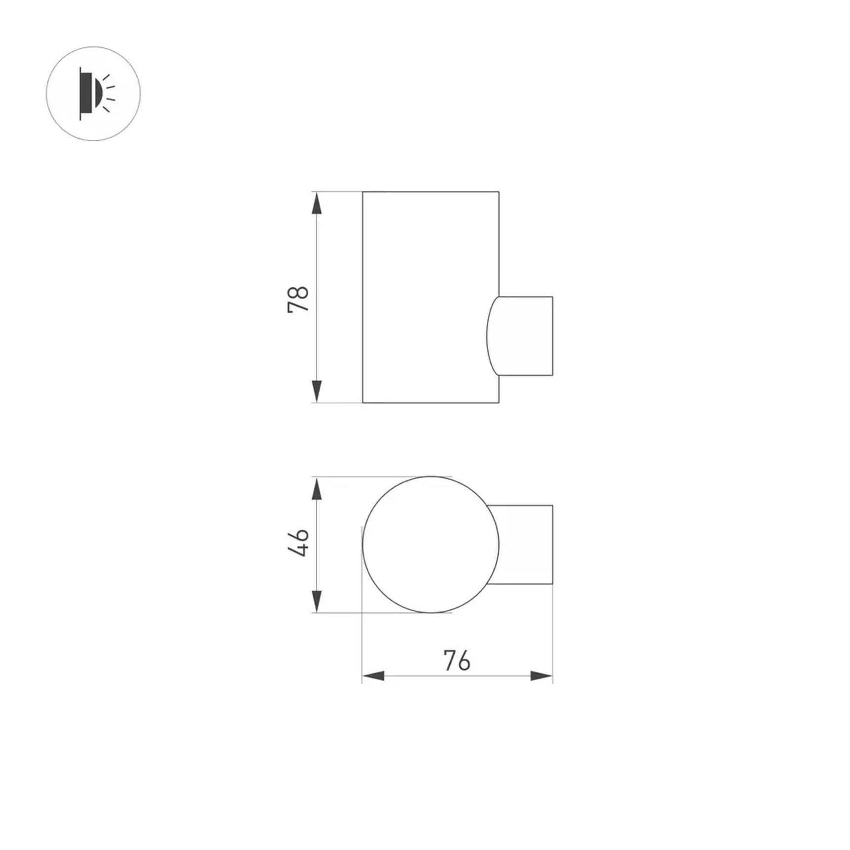 Светильник LGD-RAY-WALL-R46-3W Warm3000 (GR, 24 deg, 230V) (Arlight, IP65 Металл, 3 года), 033310