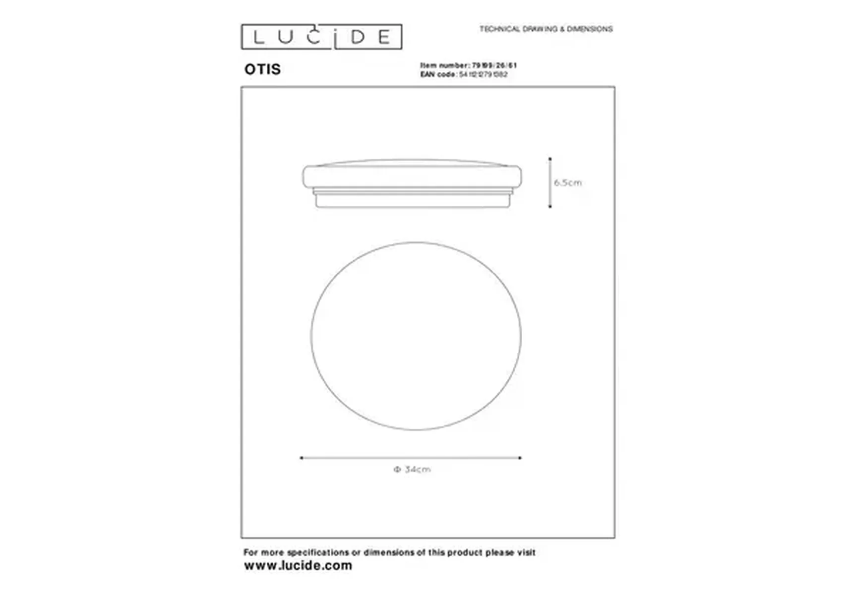 Потолочный светодиодный светильник Lucide Otis 79199/26/61