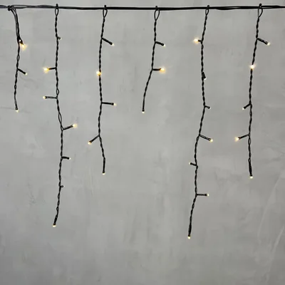 Гирлянда Бахрома 3,1 x 0,5 м Тепло-Белая 24В, 150 LED, Провод Черный ПВХ, IP54