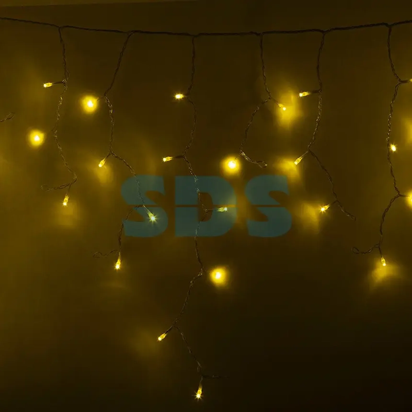 Гирлянда Айсикл (бахрома) светодиодный, 4,8 х 0,6 м, Прозрачный провод, 230 В, диоды желтые,  176 LED NEON-NIGHT