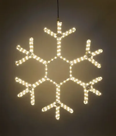 Светодиодная Снежинка Ø0,5м Тепло-Белая, Дюралайт на Металлическом Каркасе, IP54, LC-13041
