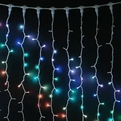 Гирлянда Занавес 1 x 3 м Разноцветный 24В, 420 LED, Провод Белый Каучук, IP54