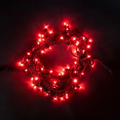 Гирлянда Нить 10м Красная 220В, 75 LED, Провод Черный Каучук, IP54