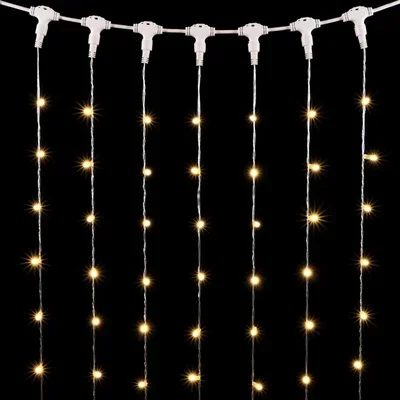 Гирлянда Занавес с Колпачком 2 x 3 м Тепло-Белый 220В, 600 LED, Провод Прозрачный ПВХ, IP65