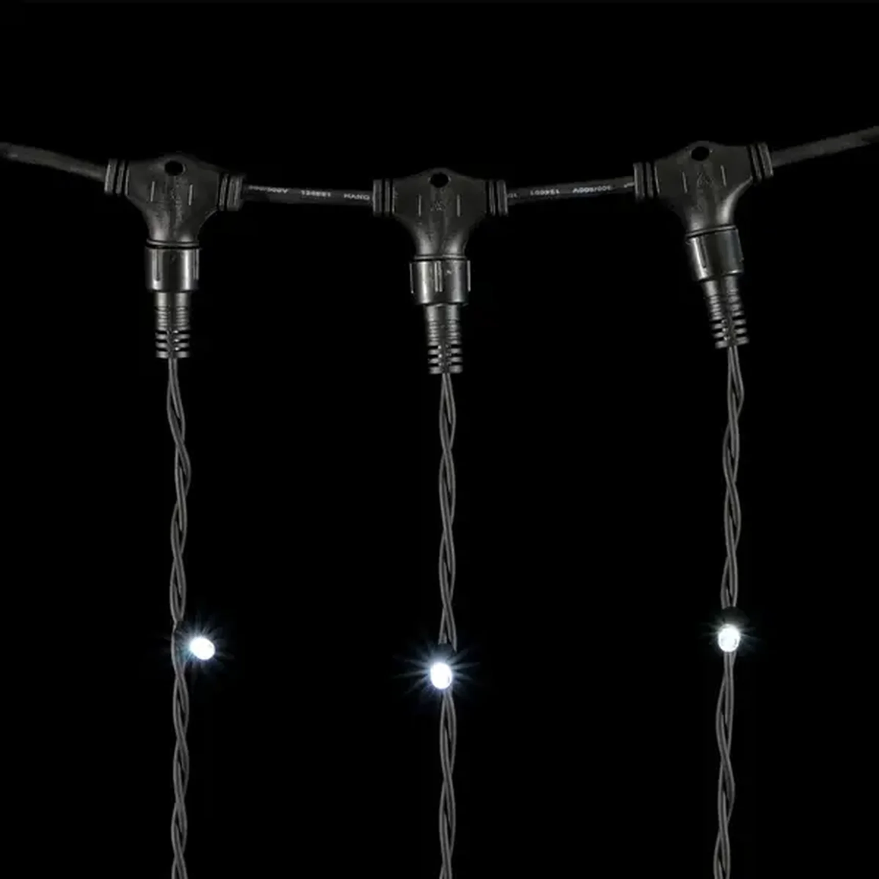 Гирлянда Занавес 1 x 6 м Белый 220В, 600 LED, Провод Черный Каучук, IP54