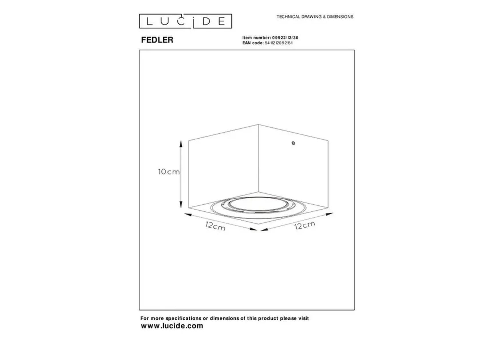 Потолочный светильник Lucide Fedler 09922/12/30