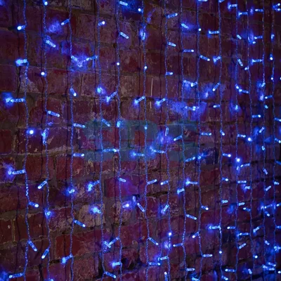 Гирлянда Светодиодный Дождь 2х3м, постоянное свечение, Прозрачный провод, 230 В, диоды СИНИЕ, 448 LED