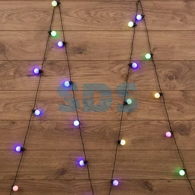 Гирлянда Шарики Ø30мм 5м, темно-зеленый ПВХ 25 диодов, цвет RGB