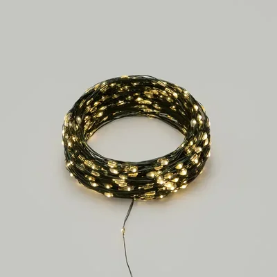 Гирлянда светодиодная Роса с контроллером 50м, 500LED, ТЕПЛЫЙ БЕЛЫЙ, IP20, 230В, зеленый провод NEON-NIGHT