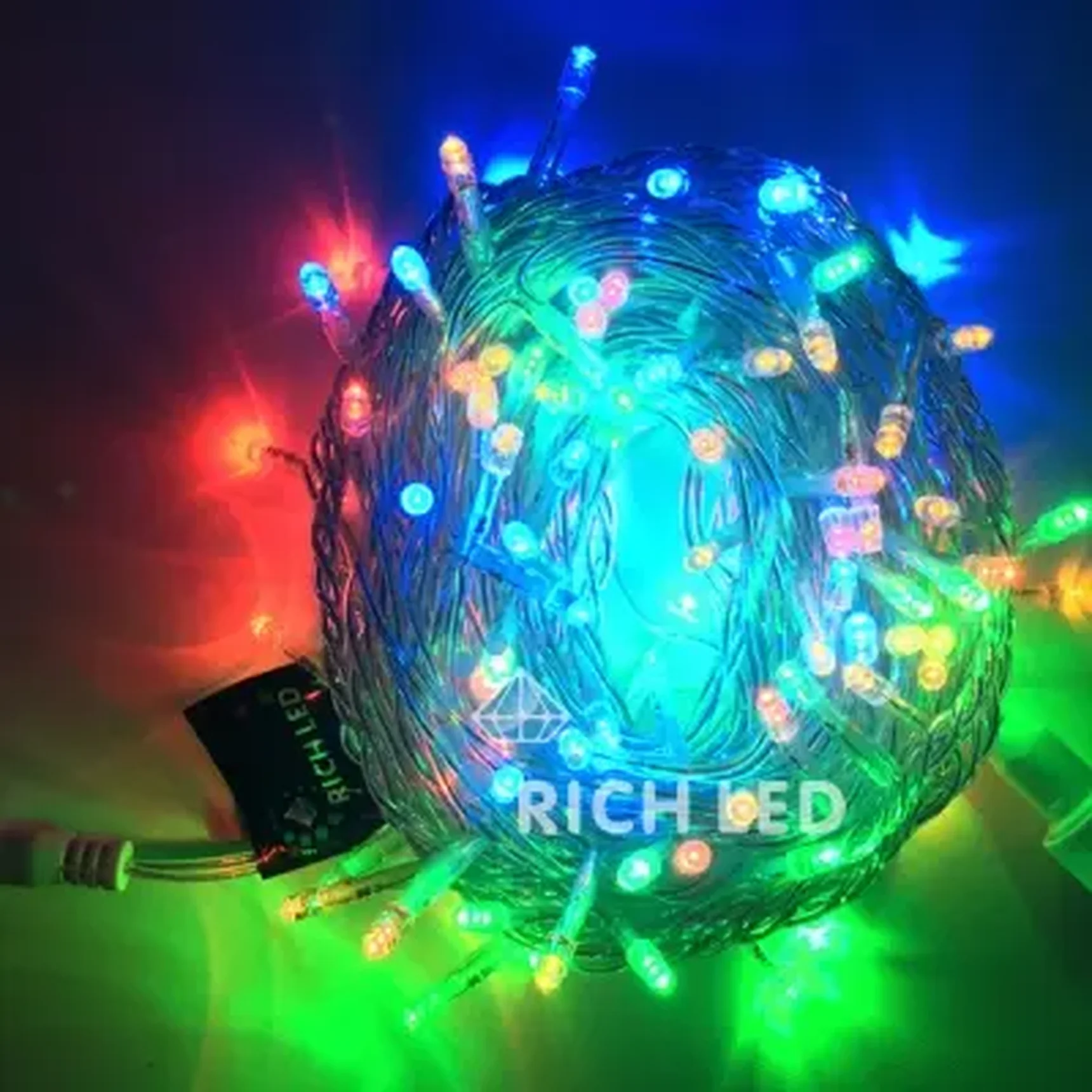 Светодиодная гирлянда 100 LED, IP65, для улицы, провод белый, Свечение: мерцание, RL-S10CF-220V-CW/M