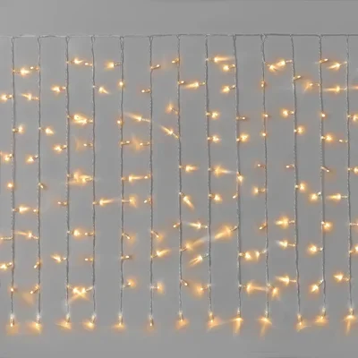 Гирлянда Занавес INOXHUB 2х1м Облегчённый, 200 LED, 220В, IP65, прозрачный провод, ТЁПЛЫЙ БЕЛЫЙ