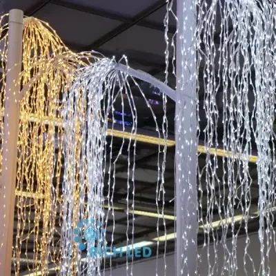 Светодиодные Дреды Rich LED, белые, мерцающие, 1120 LED, 2.4 метра, черный провод. RL-DR2.4F-B/W