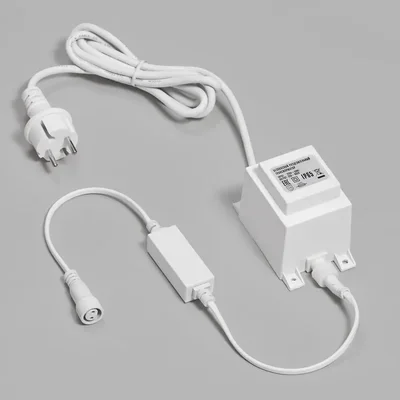 Безопасный разделительный трансформатор 220/24В INOXHUB для Нитей 10м 24В, 60Вт, 1.5м, БЕЛЫЙ провод