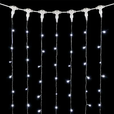 Гирлянда Занавес 2 x 2 м Белый с Мерцанием Белого Диода 220В, 400 LED, Провод Прозрачный ПВХ, IP54