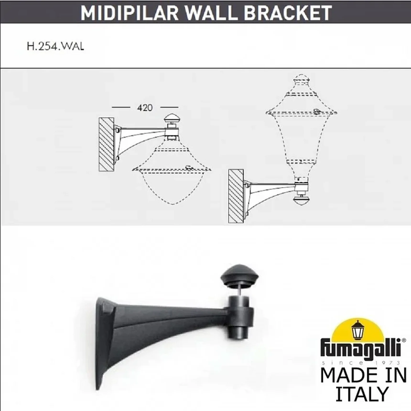 Светильник уличный настенный FUMAGALLI MIDIPILAR/REMO R50.254.000.AYE27 черный
