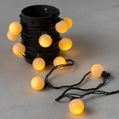 Гирлянда «Шарики» 5м Желтая 220В, Диаметр Шарика 40мм, 20 LED, Провод Черный Каучук, IP65