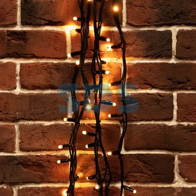 Гирлянда Твинкл Лайт 20 м, черный КАУЧУК, 240 диодов, цвет ТЕПЛЫЙ БЕЛЫЙ