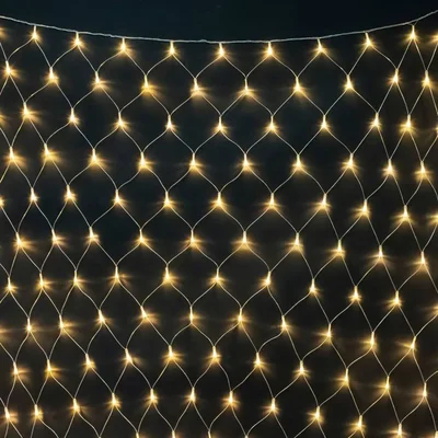 Светодиодная Сеть 2 x 2 м Тепло-Белая Модульная 220В, 256 LED, Провод Прозрачный ПВХ, IP54