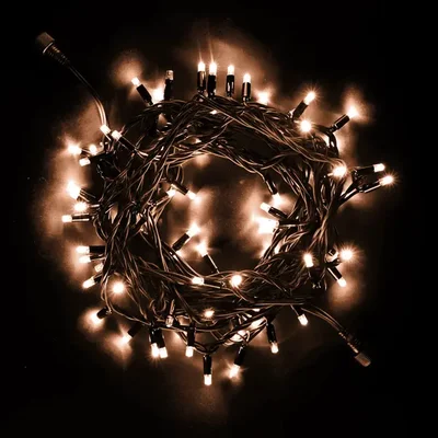 Гирлянда Нить 10м Экстра Тепло-Белая 24В, 75 LED, Провод Черный Каучук, IP65