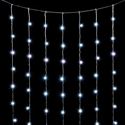 Гирлянда Занавес 2 x 2 м Белый 220В, 400 LED, Провод Прозрачный ПВХ, IP20