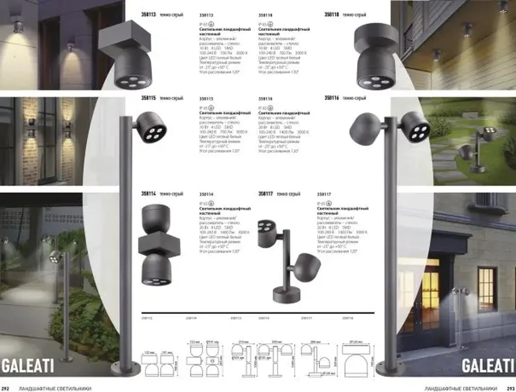 Уличный светодиодный потолочный спот Novotech GALEATI 358114 LED 2x10W 3000K 220V