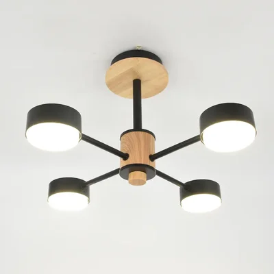 Люстра под лампу GCHL-4GX53-M Черная+Дерево Элизиум