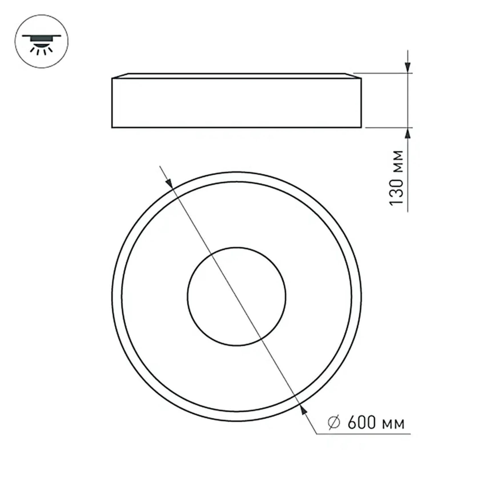 Светильник SP-TOR-RING-SURFACE-R600-42W Day4000 (WH, 120 deg) (Arlight, IP20 Металл, 3 года)